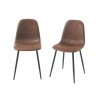 Lot de 4 chaises LENA suédine aspect cuir vieilli pieds métal noir