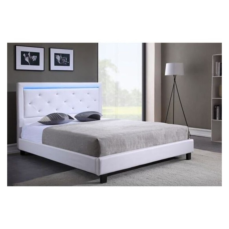 Lit coffre SEGURO velours beige crème 180x200 sommier inclus