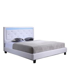 Lit coffre SEGURO velours beige crème 180x200 sommier inclus