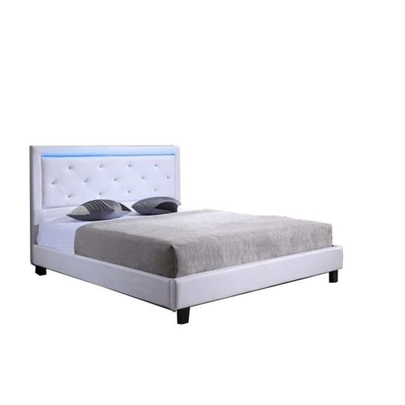 Lit coffre SEGURO velours beige crème 180x200 sommier inclus