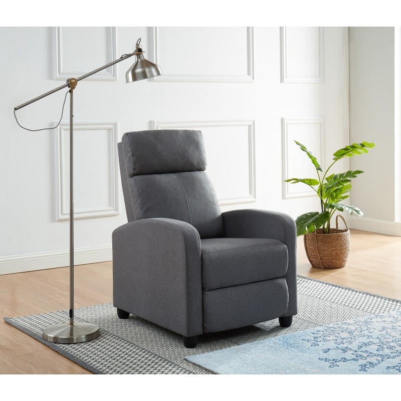 Fauteuil inclinable ALVA en tissu gris fonction push back