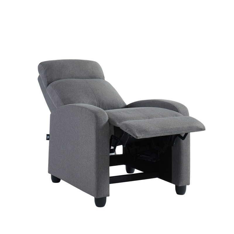 Fauteuil inclinable ALVA en tissu gris fonction push back