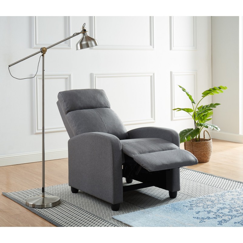 Fauteuil inclinable ALVA en tissu gris fonction push back