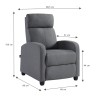 Fauteuil inclinable ALVA en tissu gris fonction push back