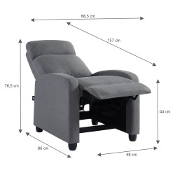 Fauteuil inclinable ALVA en tissu gris fonction push back