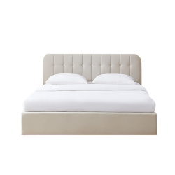 Lit coffre ANDRE velours beige sable 180x200 sommier inclus