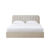 Lit coffre ANDRE velours beige sable 180x200 sommier inclus