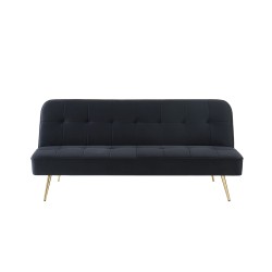 Banquette AROMA 3 places en velours noir convertible