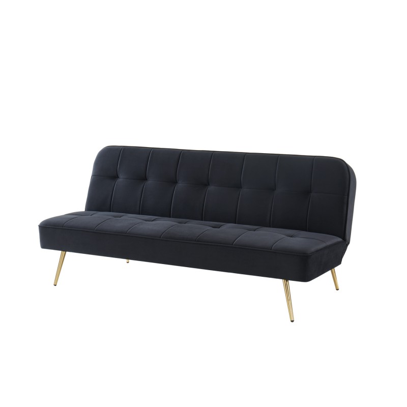 Banquette AROMA 3 places en velours noir convertible