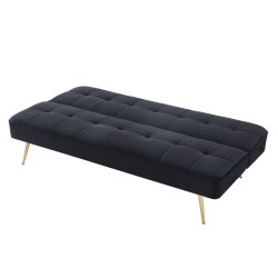 Banquette AROMA 3 places en velours noir convertible
