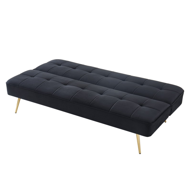 Banquette AROMA 3 places en velours noir convertible