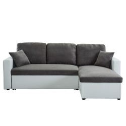 Canapé d'angle ASPEN gris et blanc 4 accroches