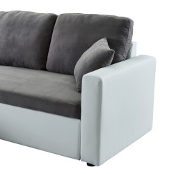 Canapé d'angle ASPEN gris et blanc 4 accroches