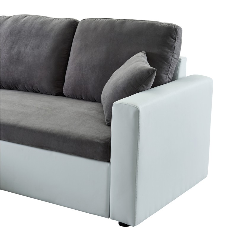 Canapé d'angle ASPEN gris et blanc 4 accroches