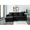 Canapé d'angle ASPEN tissu noir 3 places avec coffre de rangement