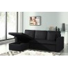 Canapé d'angle ASPEN tissu noir 3 places avec coffre de rangement