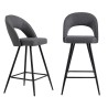 Lot de 2 tabourets BASILE en tissu gris avec pieds noir et une hauteur d'assise de 71,5cm