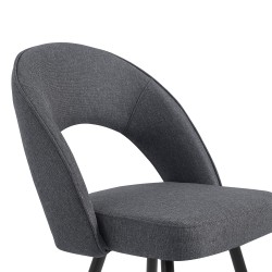 Lot de 2 tabourets BASILE en tissu gris avec pieds noir et une hauteur d'assise de 71,5cm