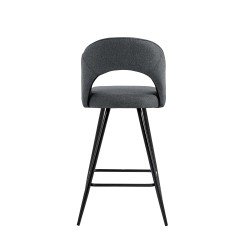 Lot de 2 tabourets BASILE en tissu gris avec pieds noir et une hauteur d'assise de 71,5cm