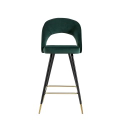 Lot de 2 tabourets BASILE en velours vert aec pieds noir et doré