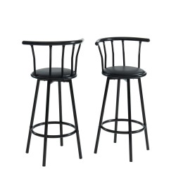 Lot 2 tabourets de bar BISTROT Noir assise PU Hauteur d'assise 75 cm