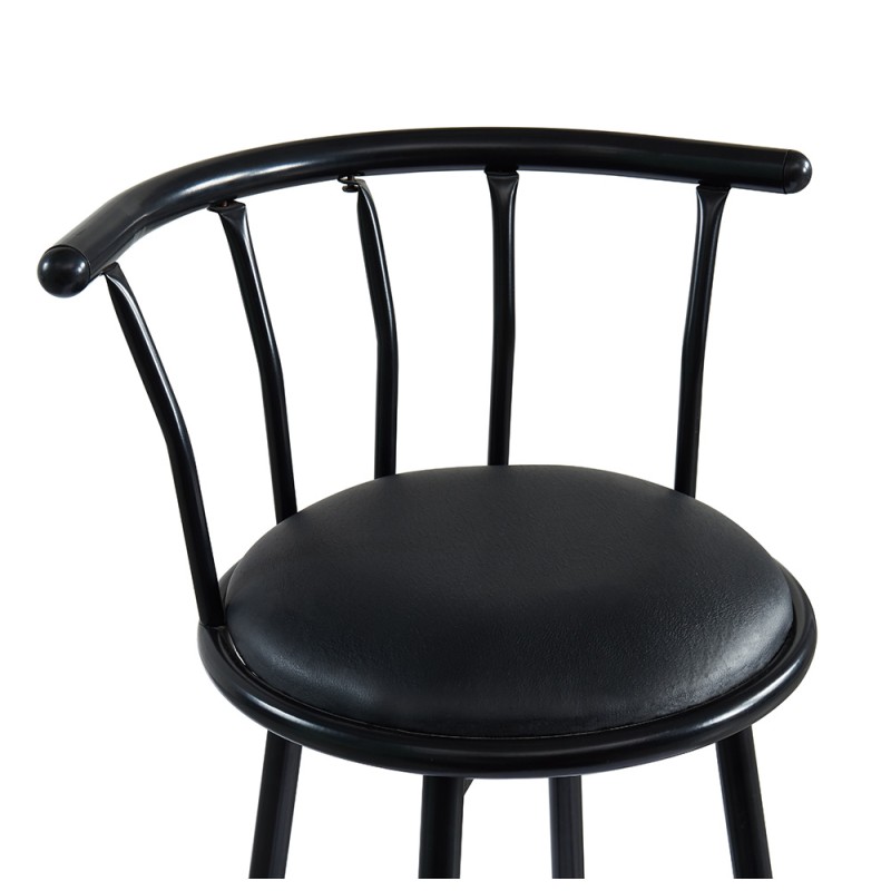 Lot 2 tabourets de bar BISTROT Noir assise PU Hauteur d'assise 75 cm