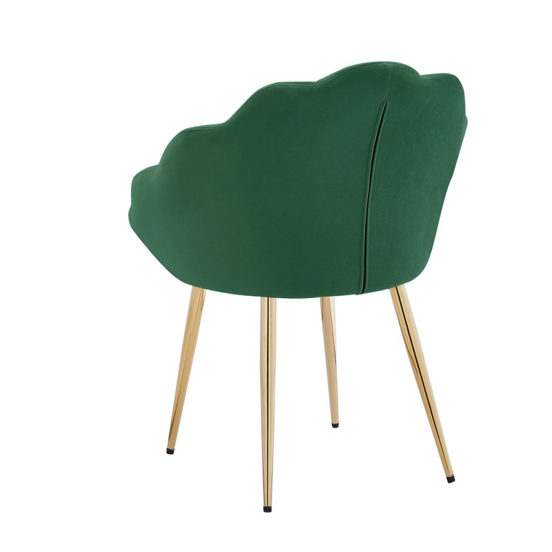Fauteuil CORAIL velours vert sapin avec piétement doré
