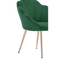 Fauteuil CORAIL velours vert sapin avec piétement doré