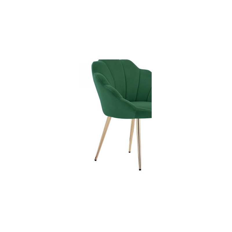 Fauteuil CORAIL velours vert sapin avec piétement doré