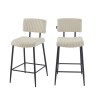 Lot de 2 tabourets de bar EKO en velours côtelé beige