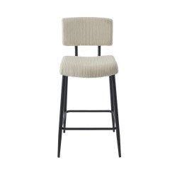 Lot de 2 tabourets de bar EKO en velours côtelé beige