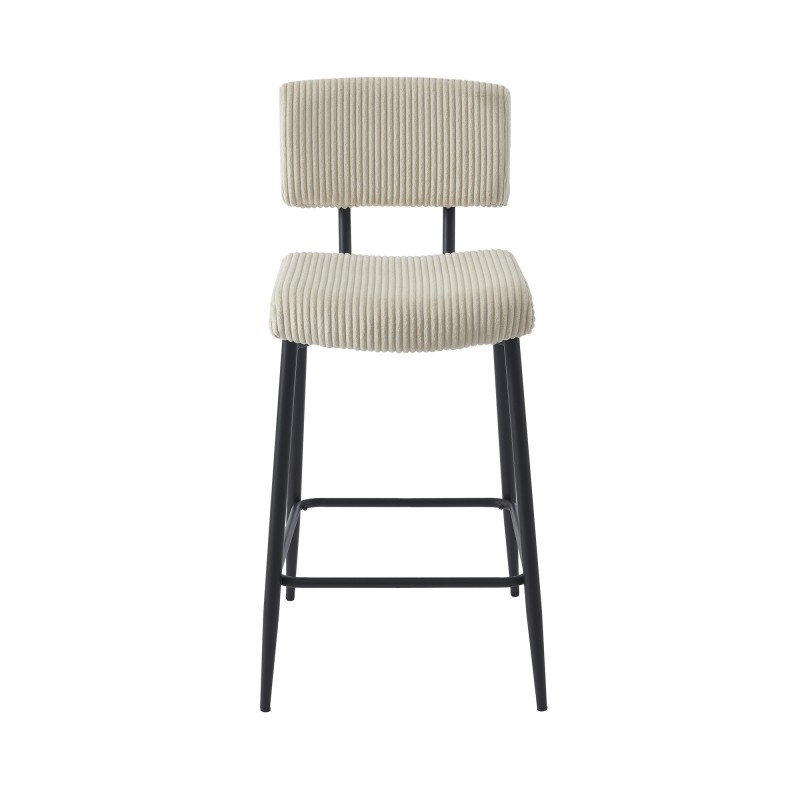 Lot de 2 tabourets de bar EKO en velours côtelé beige