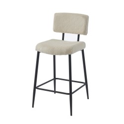 Lot de 2 tabourets de bar EKO en velours côtelé beige
