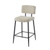 Lot de 2 tabourets de bar EKO en velours côtelé beige