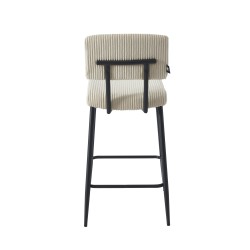 Lot de 2 tabourets de bar EKO en velours côtelé beige