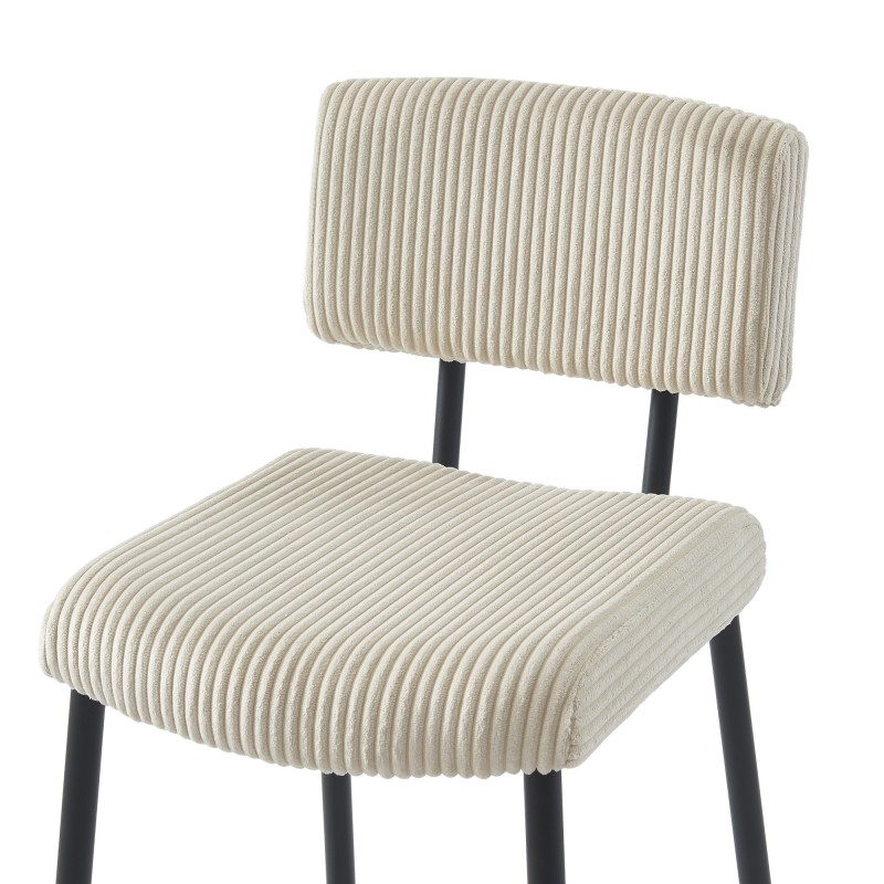 Lot de 2 tabourets de bar EKO en velours côtelé beige