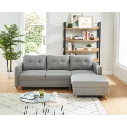 ELIS canapé effet lin gris cl gris clair gris clair