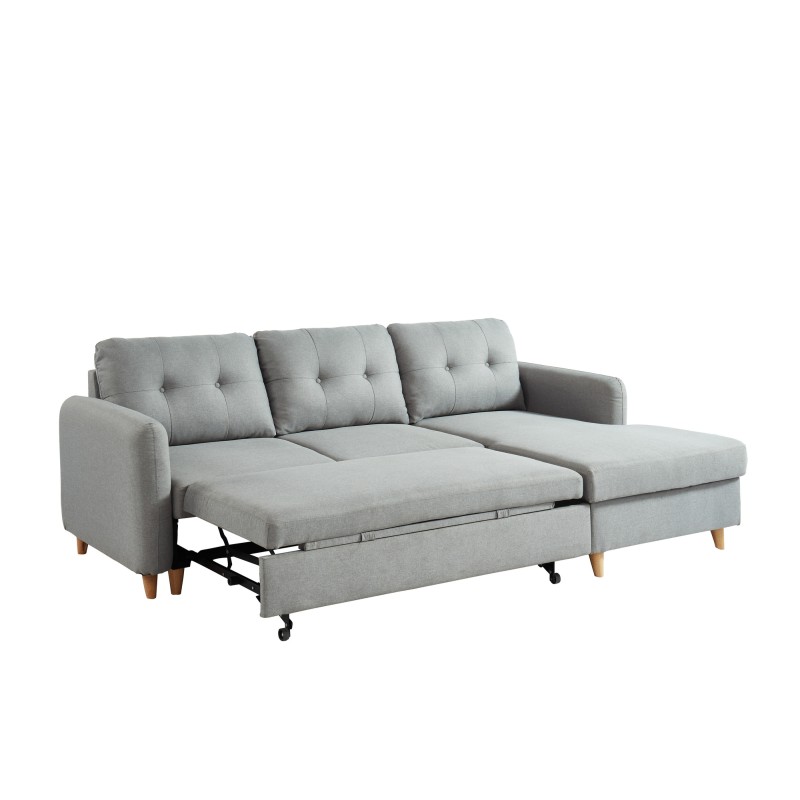 ELIS canapé effet lin gris cl gris clair gris clair