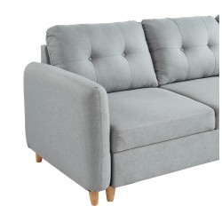 ELIS canapé effet lin gris cl gris clair gris clair