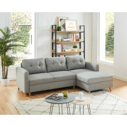 ELIS canapé effet lin gris cl gris clair gris clair