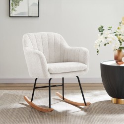 Fauteuil ELSA à bouclette blanche rocking chair