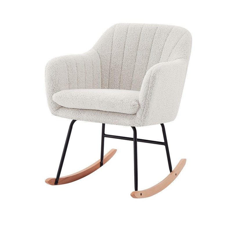 Fauteuil ELSA à bouclette blanche rocking chair