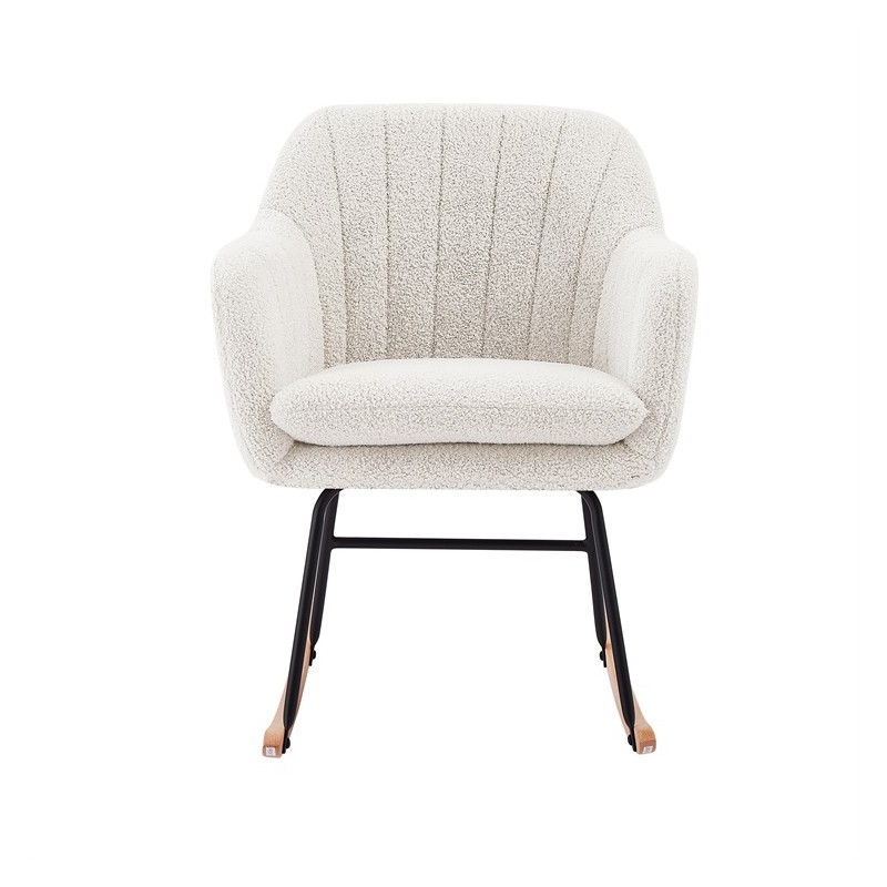Fauteuil ELSA à bouclette blanche rocking chair