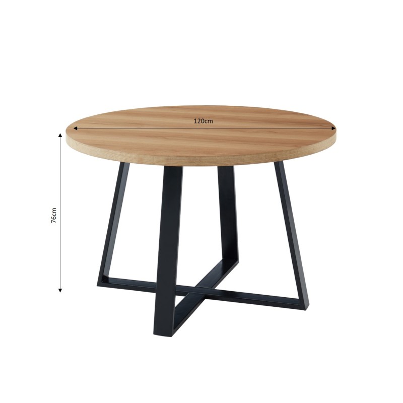 Table à manger ronde FRED placage chêne 120cm