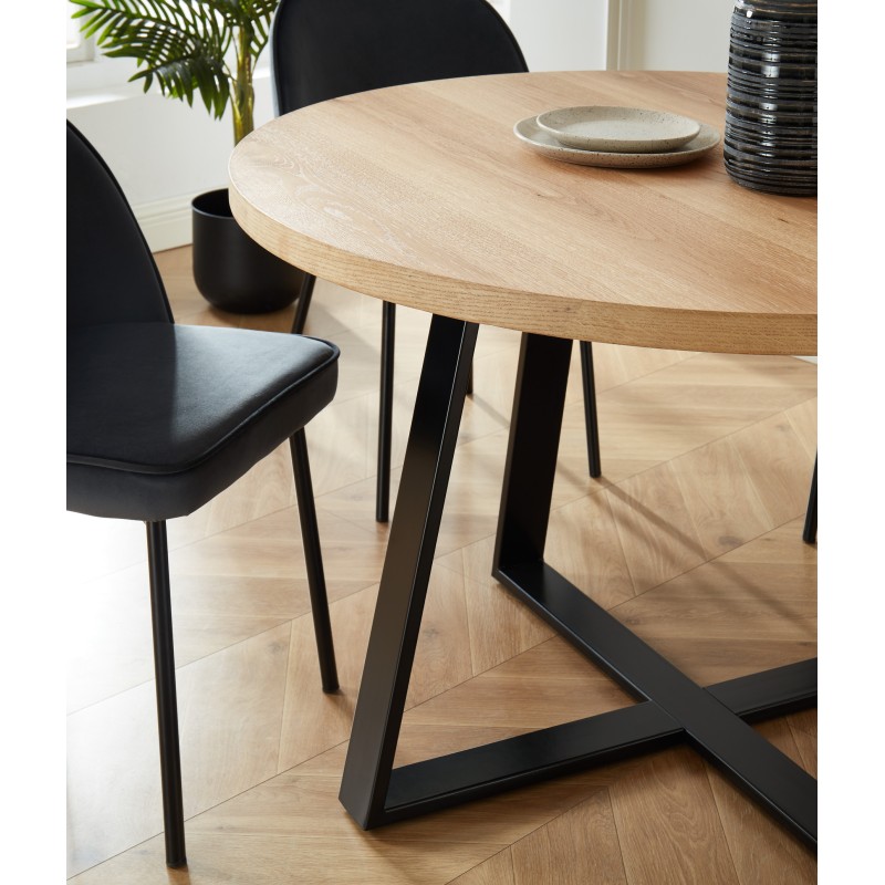 Table à manger ronde FRED placage chêne 120cm