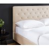 Lit HUBERT velours beige 140x190 sommier inclus