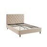 Lit HUBERT velours beige 140x190 sommier inclus
