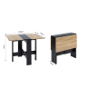 Table pliable JUNO noir et effet chêne 104cm