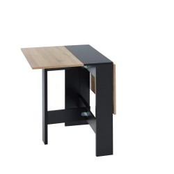 Table pliable JUNO noir et effet chêne 104cm