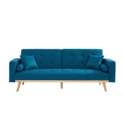 Canapé KELLY droit en tissu bleu convertible